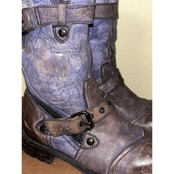 UGG Italy Boots Adela Lamb Fur Shearling Leather Motorcycle Combat 7 B Moto - Picture 2 of 16